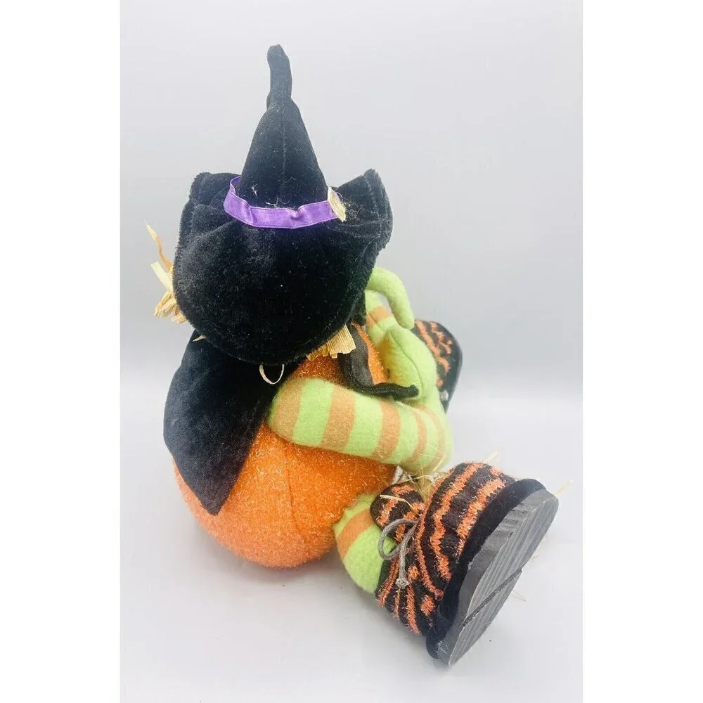 Halloween Witch Shelf Sitter 10” Decor Plush Green